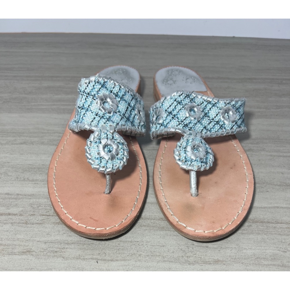 Jack Rogers Sandals Shiloh Silver / Blue Plaid Tweed Leather
Thongs